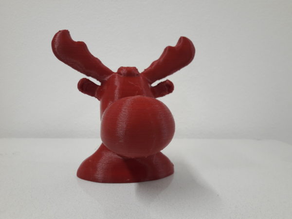 Der fertige, selbstentworfene und 3D-gedruckte Elch.